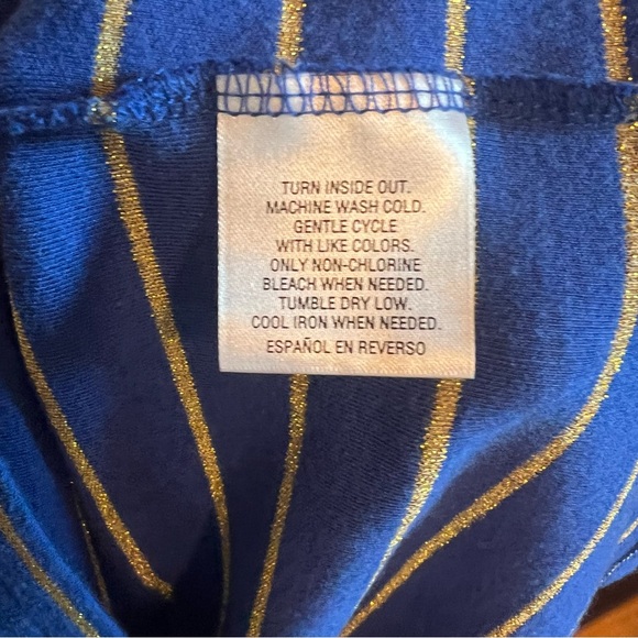 Charter Club Weekend Dress Womens Striped Drawstring Blue Glitter Gold XL - Picture 5 of 6